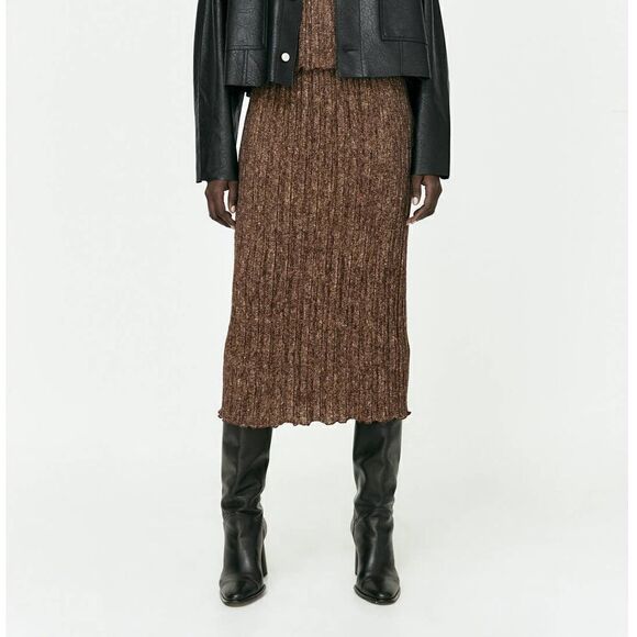 ZARA SOFT PLEATED MIDI SKIRT NEW - Picture 1 of 8